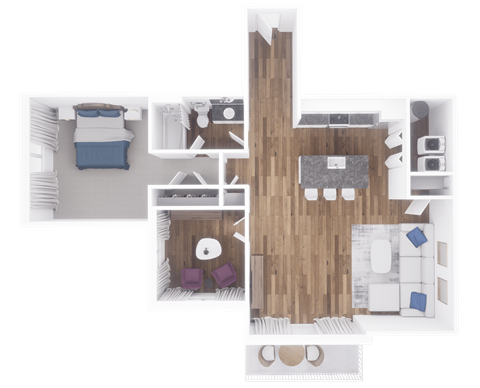 a floor plan of a 1 bedroom apartment